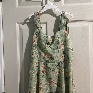 Light green flowered spring sundress